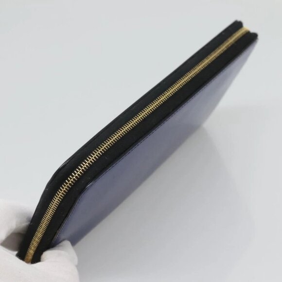 CELINE Long Wallet Enamel Blue Gold Auth am8638 - Picture 7 of 16